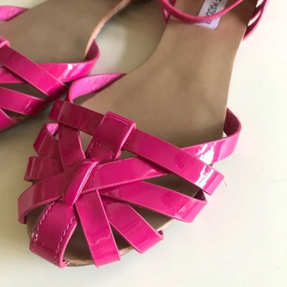 Hot Pink Steve Madden Sandals Flats with adjustable ankle strap Size 7 - Picture 7 of 14